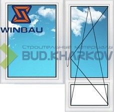 Окно металлопластиковое (Балконный блок) Winbau Premium размер 2100x2150 (16-ти этажный дом)